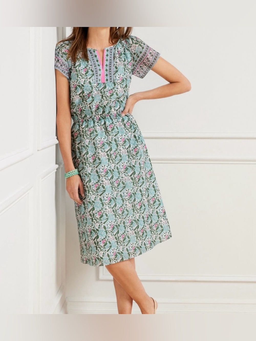 NWOT Talbots Floral Patterned Preppy Lightweight Voile Midi Dress Size 16W
